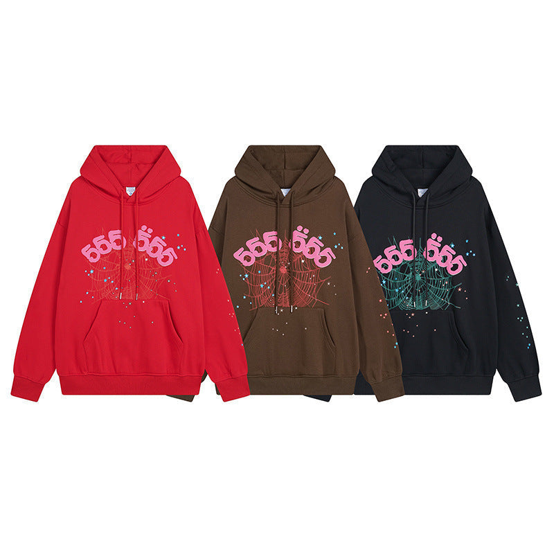Sp5der Hoodie & Sweatpants 2 Piece Set Spider Web Velvet Sport Suit