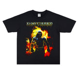 Rock Star T Shirt Rock Band Alternative Metal Disturbed Band Washed T-shirt Short Sleeve Loose Men and Women