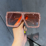 Trendy punk glasses diamond-encrusted uv protection