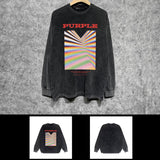 Purple Brand Distressed Long Sleeve Shirt Fashion Distressed Loose Long-sleeved Top