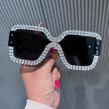 Trendy punk glasses square diamond