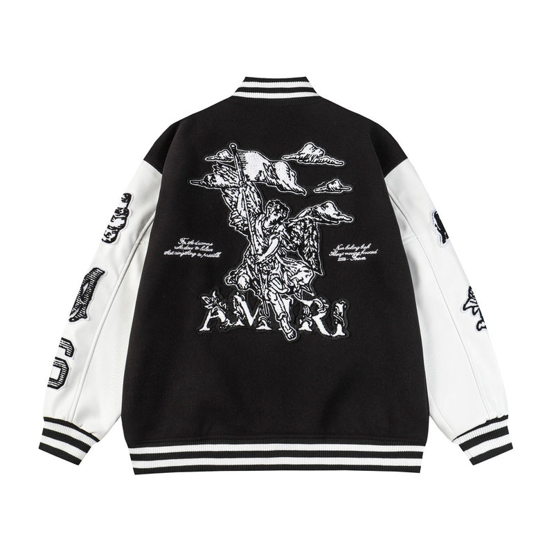 Amiri Jacket AMI Angel Ares Baseball Jacket Jacket Men's and Women's