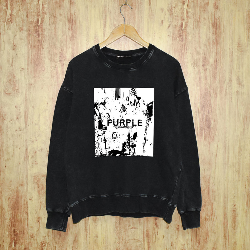Purple Brand Distressed Sweatshirt Retro Vintage Crew Neck Sweater