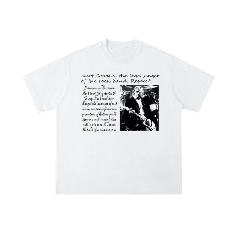 Men Vintage T-Shirts Vintage Cobain Nirvana Band Short Sleeve Wash Old