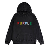 Purple Brand Distressed Hoodie Fashion Old Loose Hooded Sweater