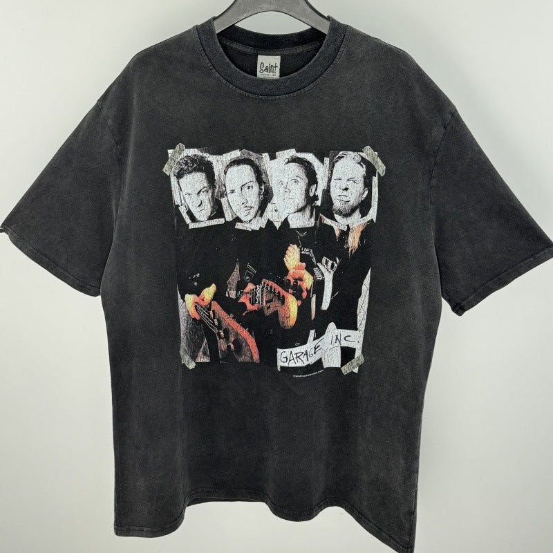 Mens Vintage T-Shirts SAINT MICHAEL Rock Music Washed Old T-Shirts