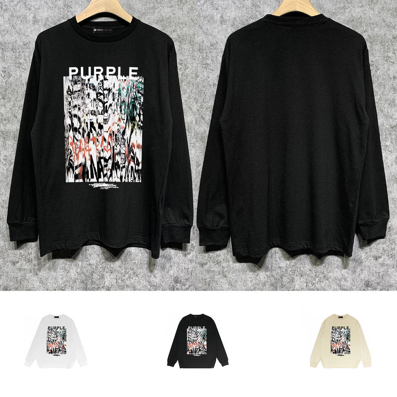 Purple Brand Long Sleeve T-Shirt Fashion Loose Long Sleeve Top