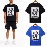 Purple Brand T Shirts Spot Purple Br Summer Cotton Double Yarn Crew Neck Short Sleeve