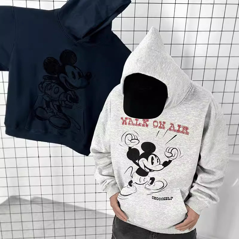 Men Vintage T-Shirts vintage worn loose casual hooded sweater