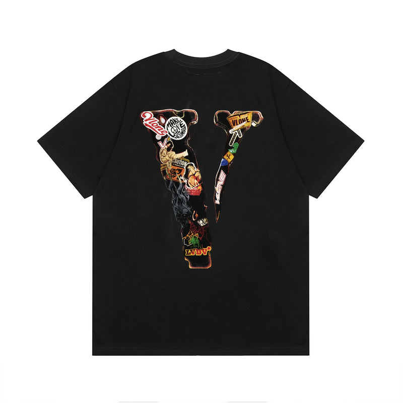Vlone T Shirt Spring/Summer Pattern Crew Neck Pullover