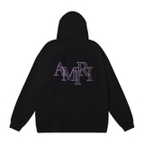 Amiri Hoodie AMI Purple Letter Print Hooded Sweater Couple Men and Women