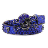 Hip-hop punk rhinestone belt punk skull decoration