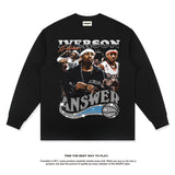 Nba Long Sleeve Shirt Allen Iverson Vintage American Printed Long Sleeve T-shirt for Men and Women