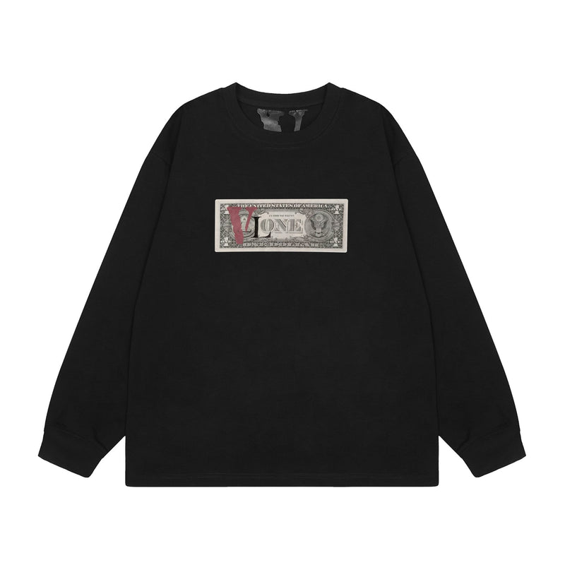 Vlone Sweatshirts Fall/Winter Dollar Big V Letter Crew Neck