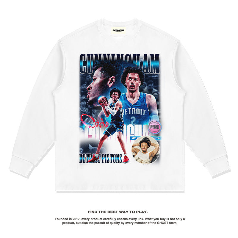Nba Long Sleeve Shirt Cotton round Neck Sweater