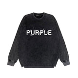 Purple Brand Distressed Long Sleeve Shirt Fashion Distressed Loose Long-sleeved Top