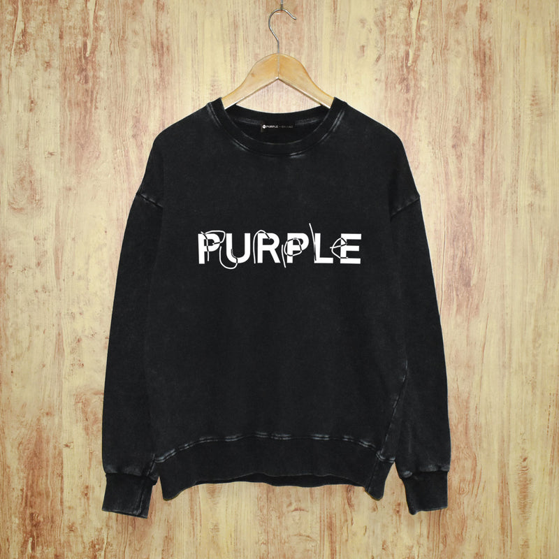 Purple Brand Distressed Sweatshirt Retro Vintage Crew Neck Sweater