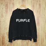 Purple Brand Distressed Sweatshirt Retro Vintage Crew Neck Sweater
