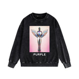 Purple Brand Distressed Sweatshirt Retro Vintage Crew Neck Sweater