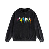 Purple Brand Distressed Sweatshirt Retro Vintage Crew Neck Sweater
