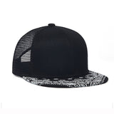 Trendy flat brimmed hat breathable mesh