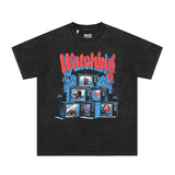 Gallery Dept T Shirts TV Printing Washed Distressed Short Sleeve plus Size