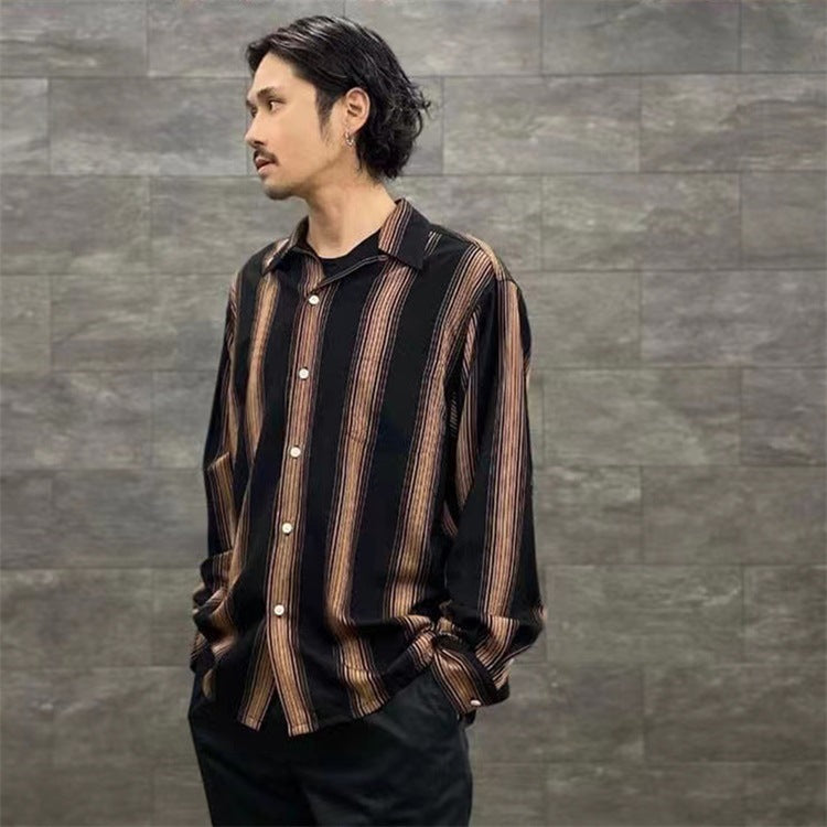 GUILTYPARTIES TIGER Shirts checked striped Hawaiian long-sleeved shirt