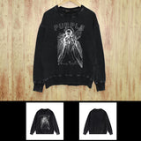 Purple Brand Distressed Sweatshirt Fashion Washed Black Long Sleeves Top