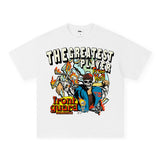 Vintage T-shirts printed short-sleeved t-shirts printed pure cotton washed and old