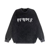 Purple Brand Distressed Long Sleeve Shirt Fashion Distressed Loose Long-sleeved Top