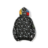 Bathing Ape Hoodie Autumn and Winter Digital Pixel Camouflage Hoodie Men's and Women's Shark Hooded Sweater Jacket