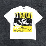 Men Vintage T-Shirts Vintage Cobain Nirvana Band Wash Old Short Sleeves Loose