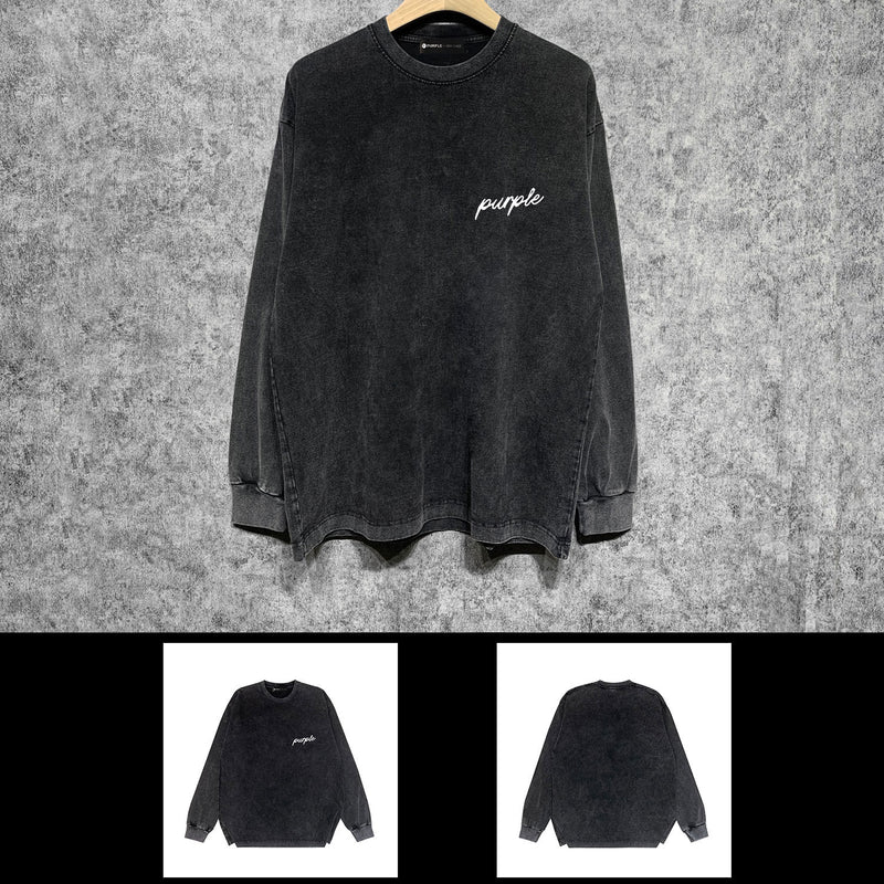 Purple Brand Distressed Long Sleeve Shirt Fashion Distressed Loose Long-sleeved Top