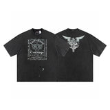 Men Vintage T-Shirts Vintage Skull Motorcycles Hand Wash Water Make Old Short Sleeve T-Shirts Street Casual
