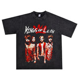 Rock Star T Shirt Kings of Leon Band Printed T-shirt Short Sleeve Loose Cotton Men and Women