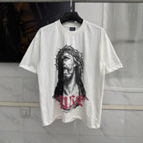 Mens T-shirts Saint Michael Thorn Jesus Print Vintage Short Sleeves