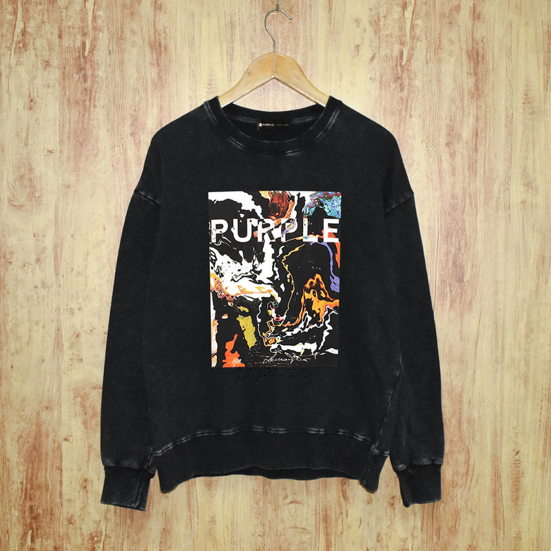 Purple Brand Distressed Sweatshirt Retro Vintage Crew Neck Sweater