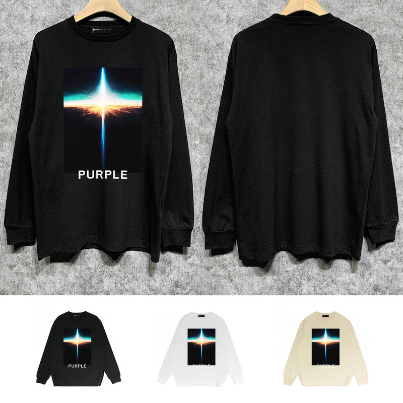 Purple Brand Long Sleeve T-Shirt Fashion Loose Long Sleeve Top