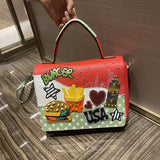 Chh Chrome Heart Leather Bag Las Vegas Themed Embroidered Tote