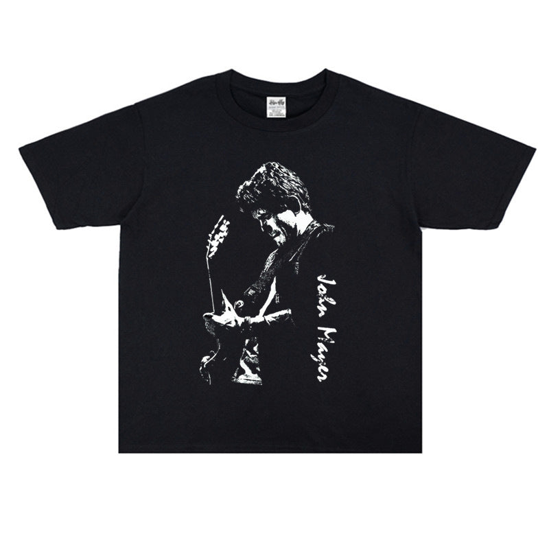 Rock Star T Shirt Singer John Mayer Rock Print T-shirt Short Sleeve Loose Cotton