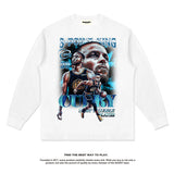 Nba Long Sleeved Shirt Autumn and Winter Curry Printed Long Sleeve T-shirt Loose Heavy Washed