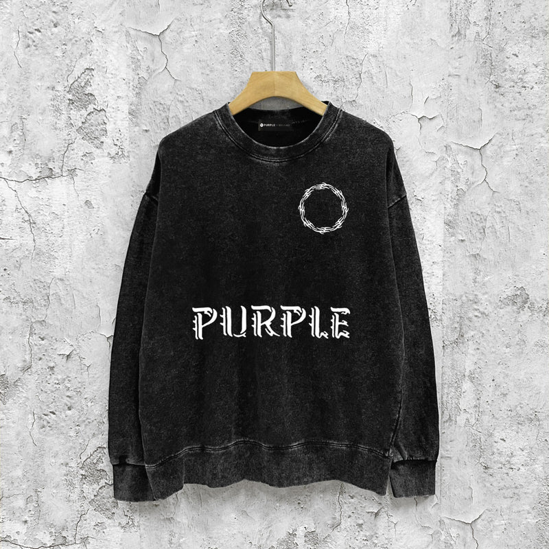 Purple Brand Distressed Sweatshirt Retro Vintage Crew Neck Sweater