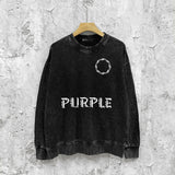 Purple Brand Distressed Sweatshirt Retro Vintage Crew Neck Sweater
