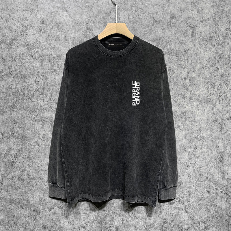 Purple Brand Distressed Long Sleeve Shirt Fashion Distressed Loose Long-sleeved Top