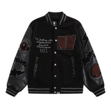 Bathing Ape jacket autumn and winter ape man letter embroidered patch leather sleeve baseball cotton jacket cotton coat