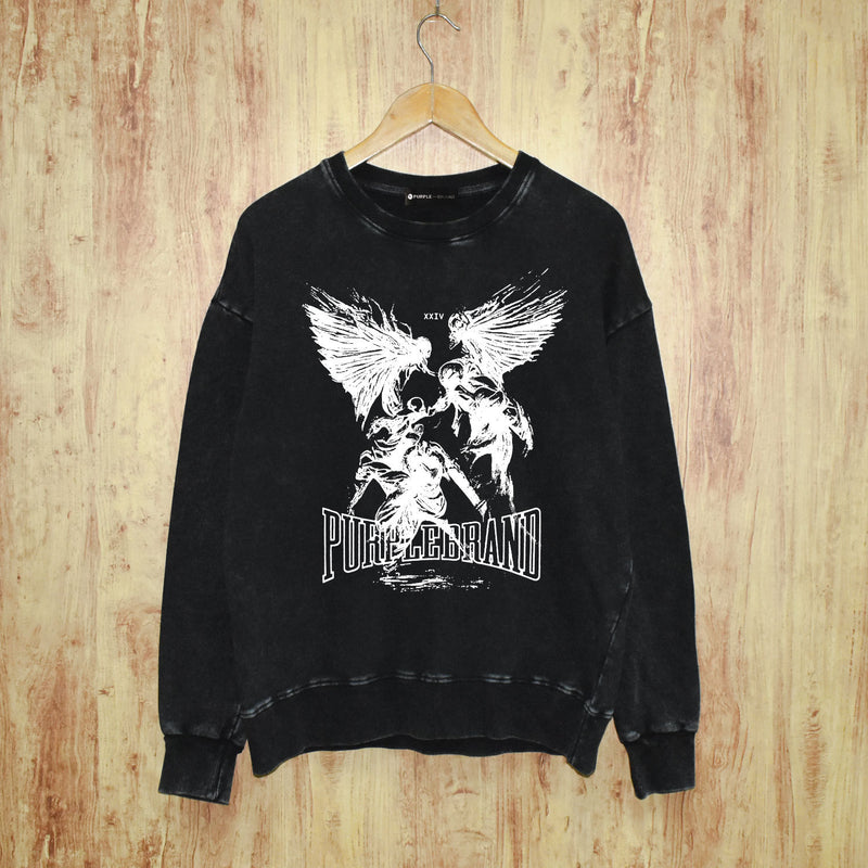 Purple Brand Distressed Sweatshirt Retro Vintage Crew Neck Sweater