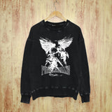Purple Brand Distressed Sweatshirt Retro Vintage Crew Neck Sweater