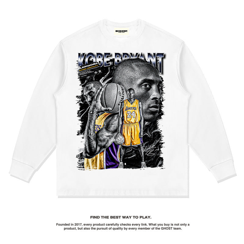Nba Long Sleeve Shirt American Street Washed Pure Cotton
