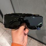 Trendy punk glasses oversized frame diamond retro