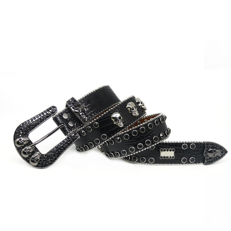 Hip-hop punk rhinestone belt skull accessories